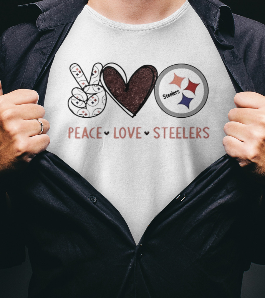 Peace Love Steelers NFL Team Symbol Fan T-Shirt