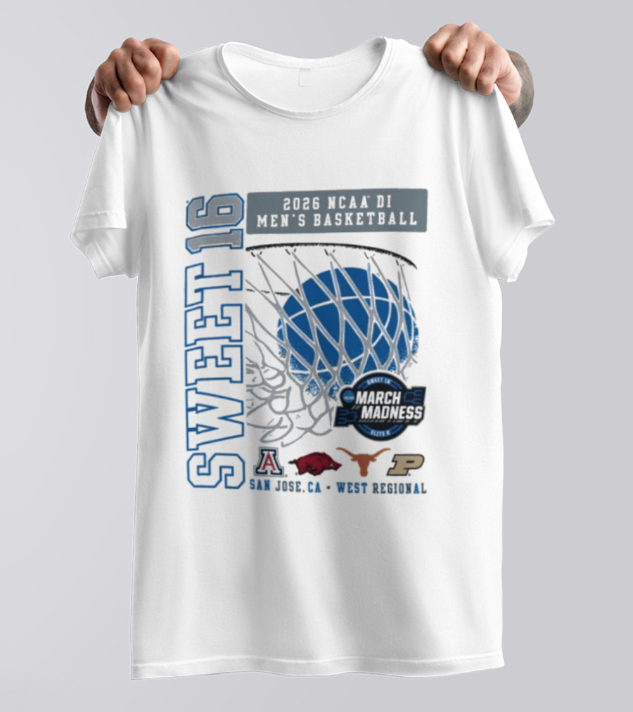Sweet 16 March Madness 2026 NCAA DI Men's Basketball Tournament San Jose CA West Regional T-Shirt