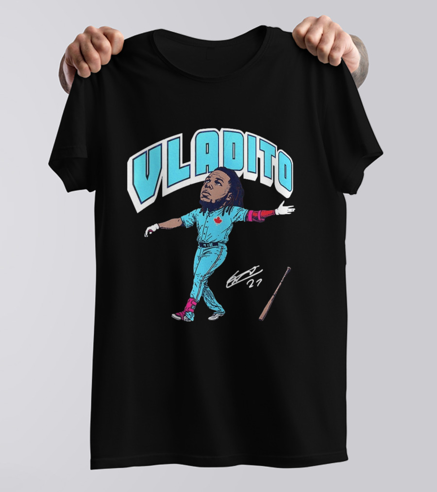 Vladito Vladimir Guerrero Jr. Toronto Blue Jays Caricature Baseball Card 27 T-Shirt