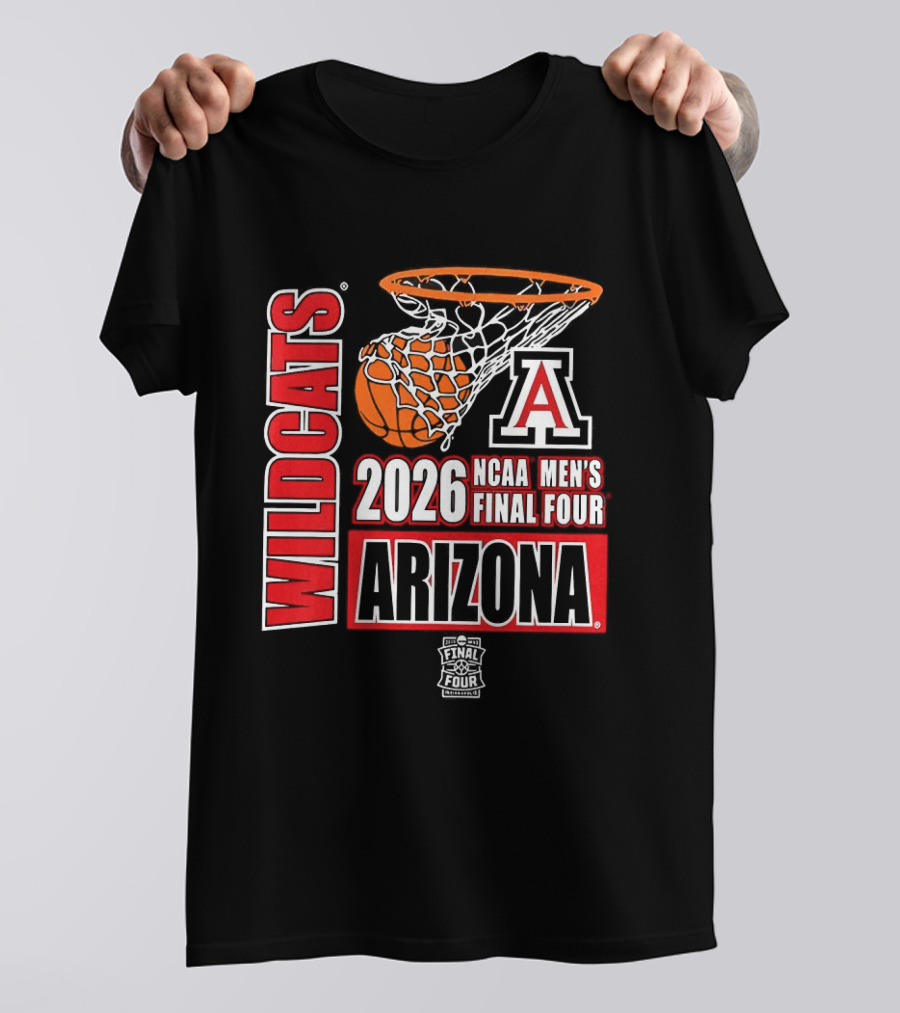 NCAA Men's Final Four 2026 Arizona Wildcats Basketball Nothing But Net T-Shirt