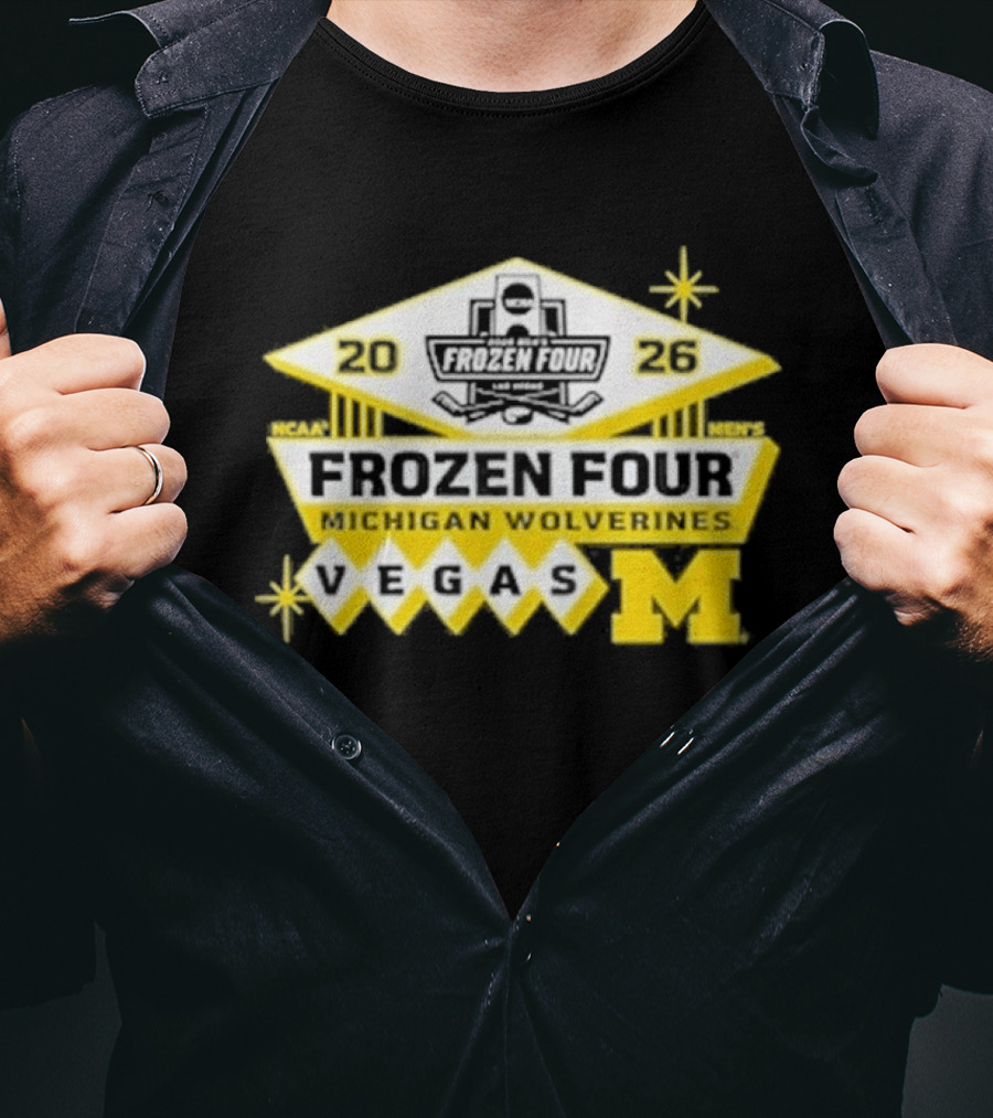 2026 NCAA Men's Ice Hockey Frozen Four Michigan Wolverines Vegas T-Shirt