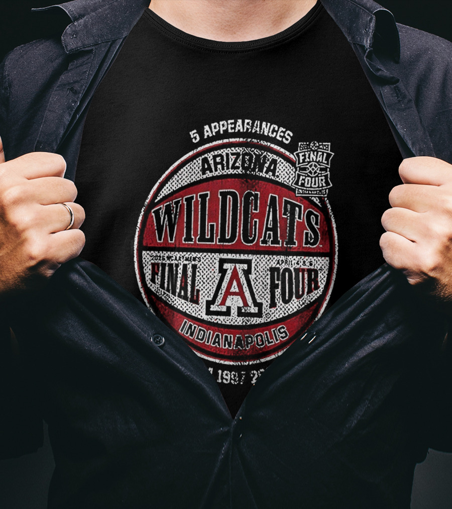 Arizona Wildcats NCAA Basketball Final Four 2026 Indianapolis 5 Appearances T-Shirt