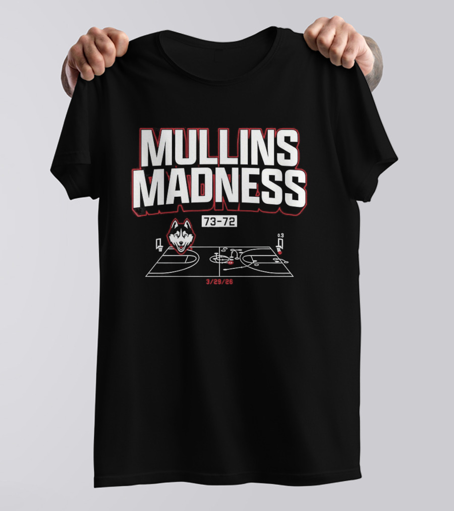 Mullins Madness UConn Huskies 73 72 Basketball Diagram T-Shirt