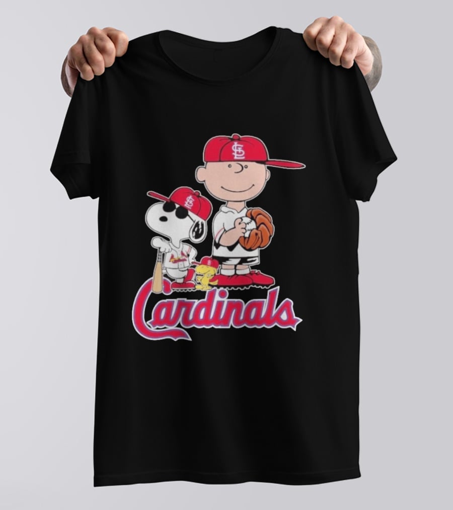 St. Louis Cardinals Peanuts Snoopy Charlie Brown Woodstock Baseball T-Shirt