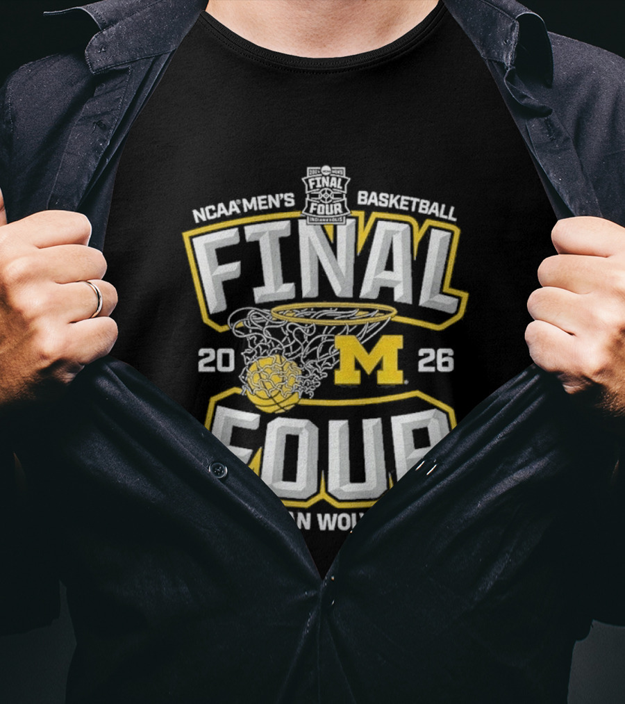 Michigan Wolverines 2026 NCAA Men's Basketball Final Four Championship Nets T-Shirt