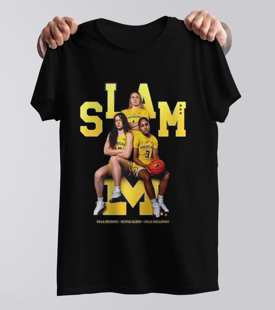 Mila Holloway Olivia Olson Syla Swords SLAM Michigan Wolverines Basketball T-Shirt