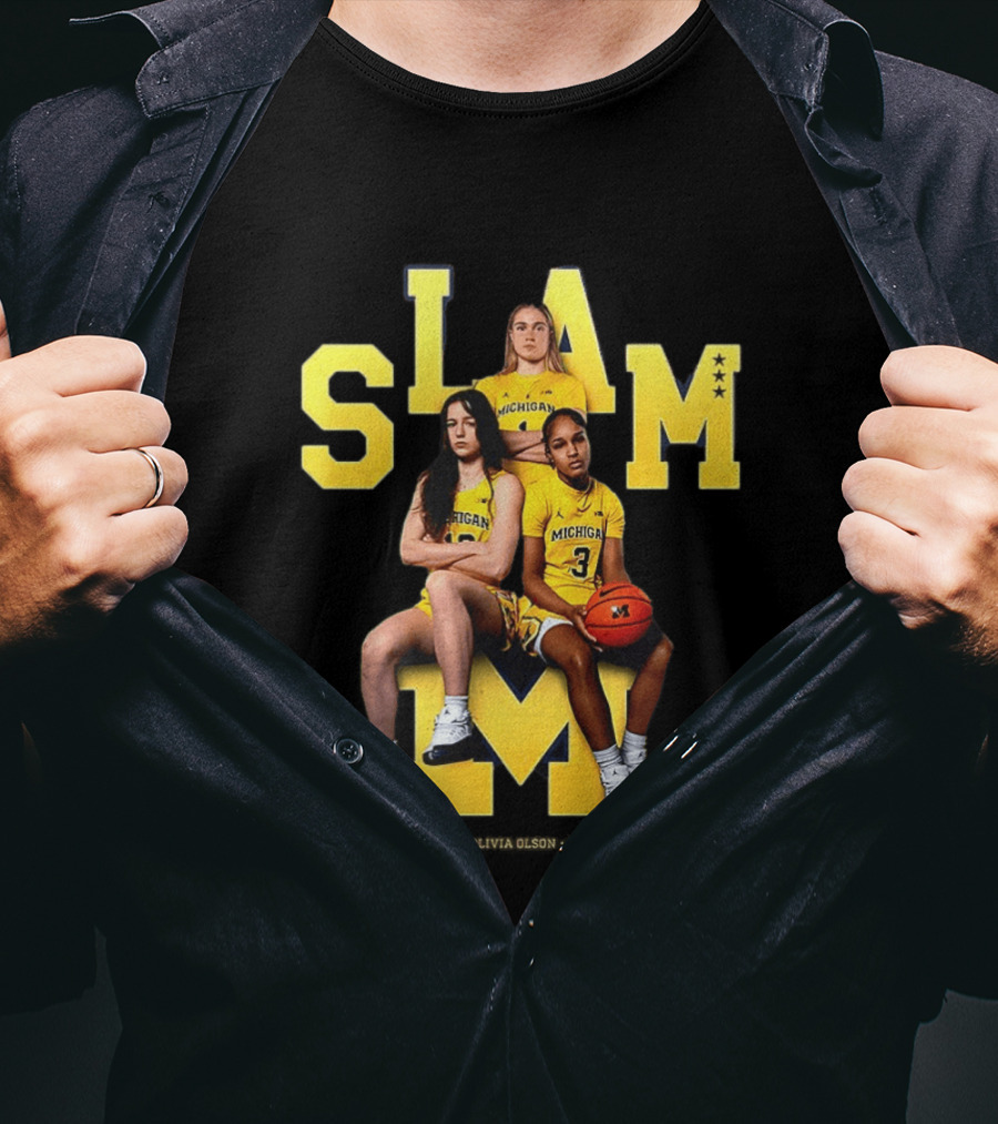 Mila Holloway Olivia Olson Syla Swords SLAM Michigan Wolverines Basketball T-Shirt