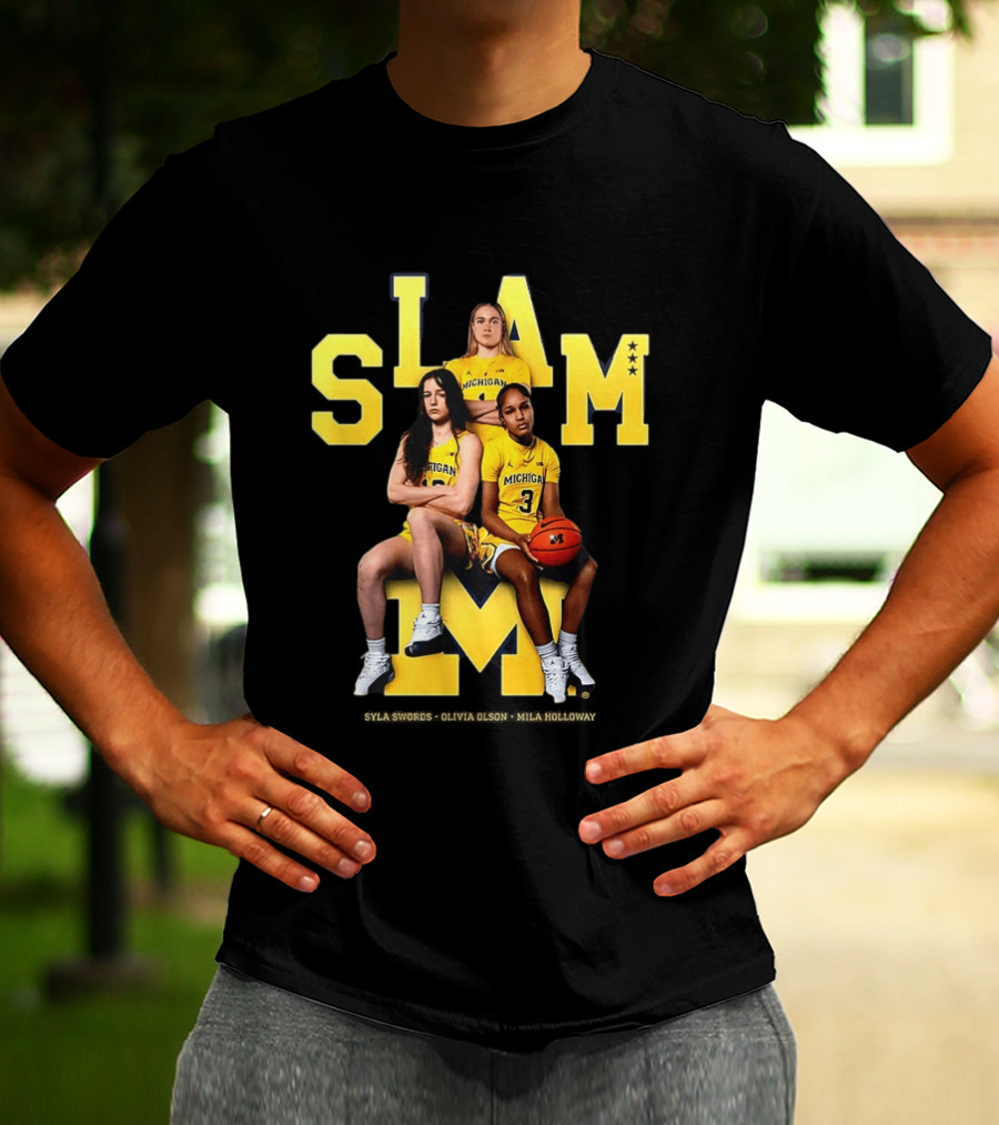 Mila Holloway Olivia Olson Syla Swords SLAM Michigan Wolverines Basketball T-Shirt