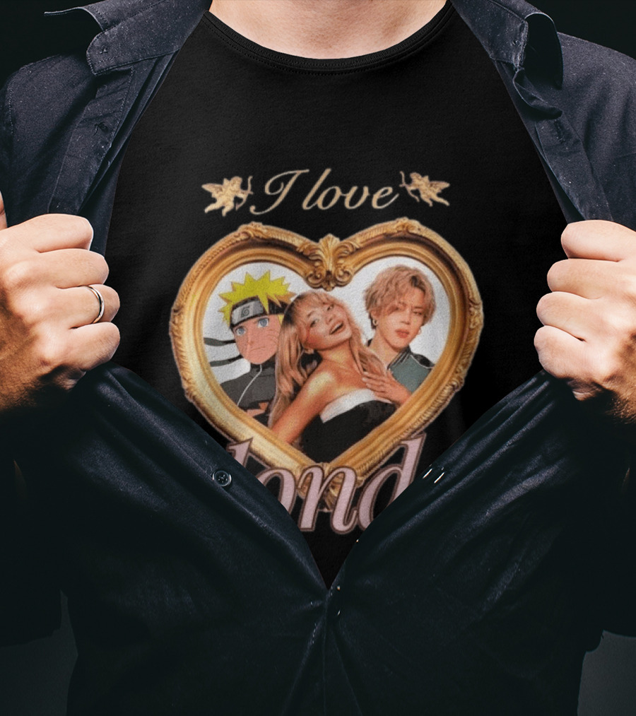 I Love Blondes Naruto Sabrina Carpenter Heart Frame T-Shirt