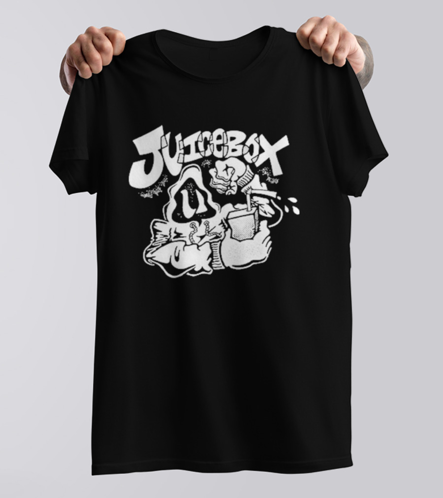 Juicebox Juice Crew Retro Cartoon Character With Drink And Fruit T-Shirt