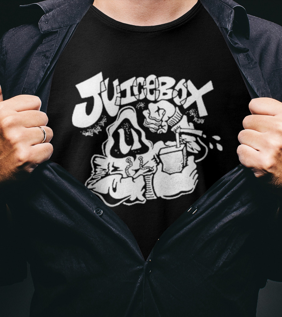 Juicebox Juice Crew Retro Cartoon Character With Drink And Fruit T-Shirt