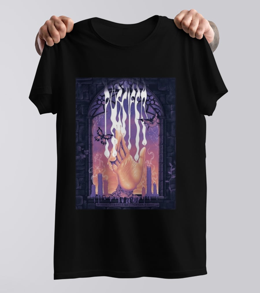 Puscifer Atlanta Georgia 2026 Concert With Hand Symbol And Butterflies At Coca Cola Roxy On March 28 2026 T-Shirt