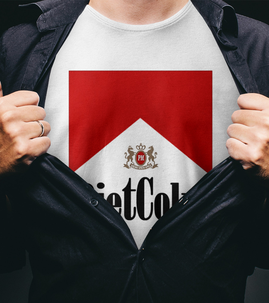 Diet Coke Marlboro Cigarettes Red V Shape PM Crest T-Shirt