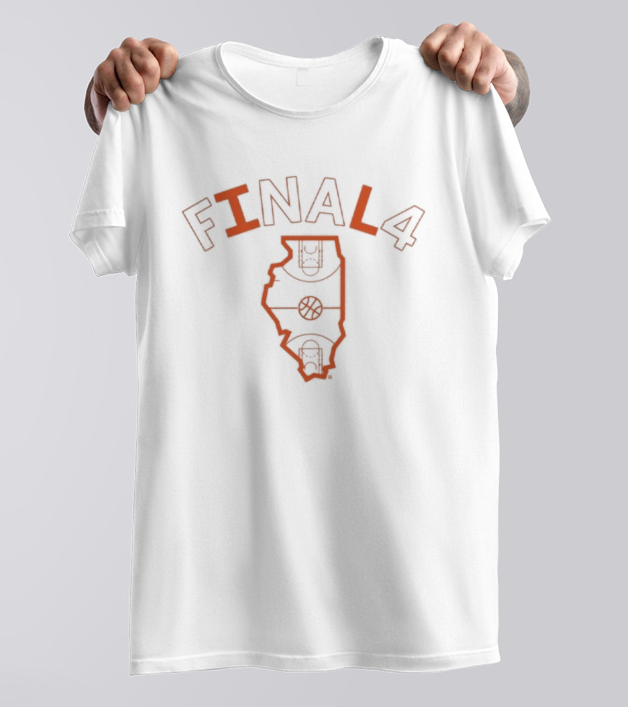Illinois Men's Basketball Final 4 State Map T-Shirt