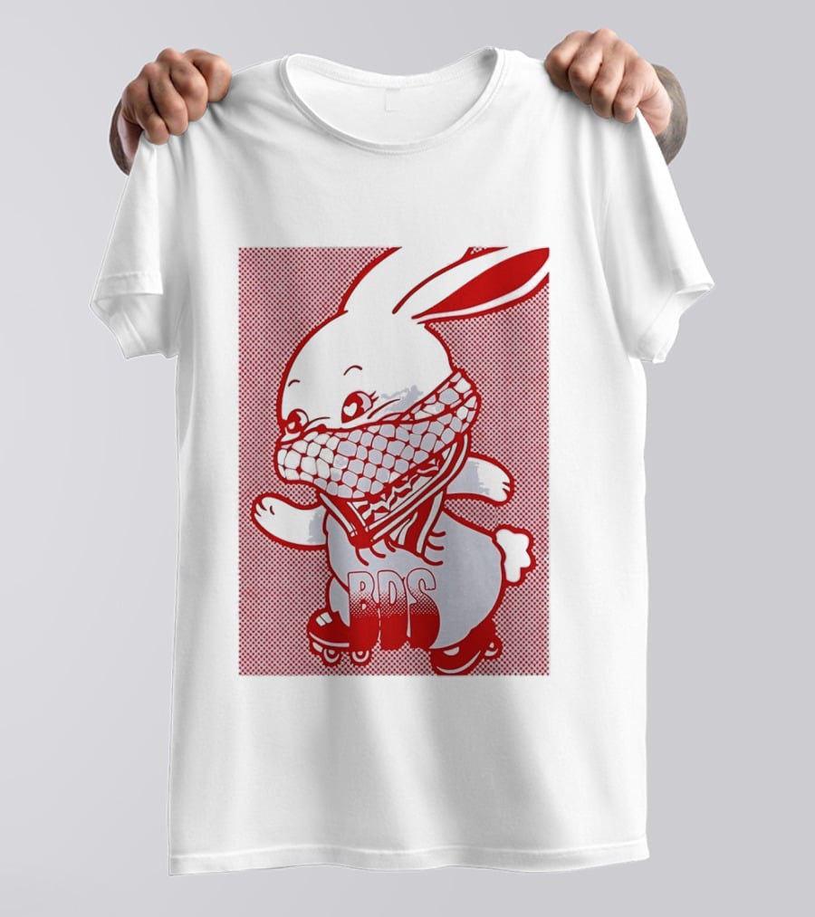 BDS Palestine Bunny With Keffiyeh And Roller Skates T-Shirt