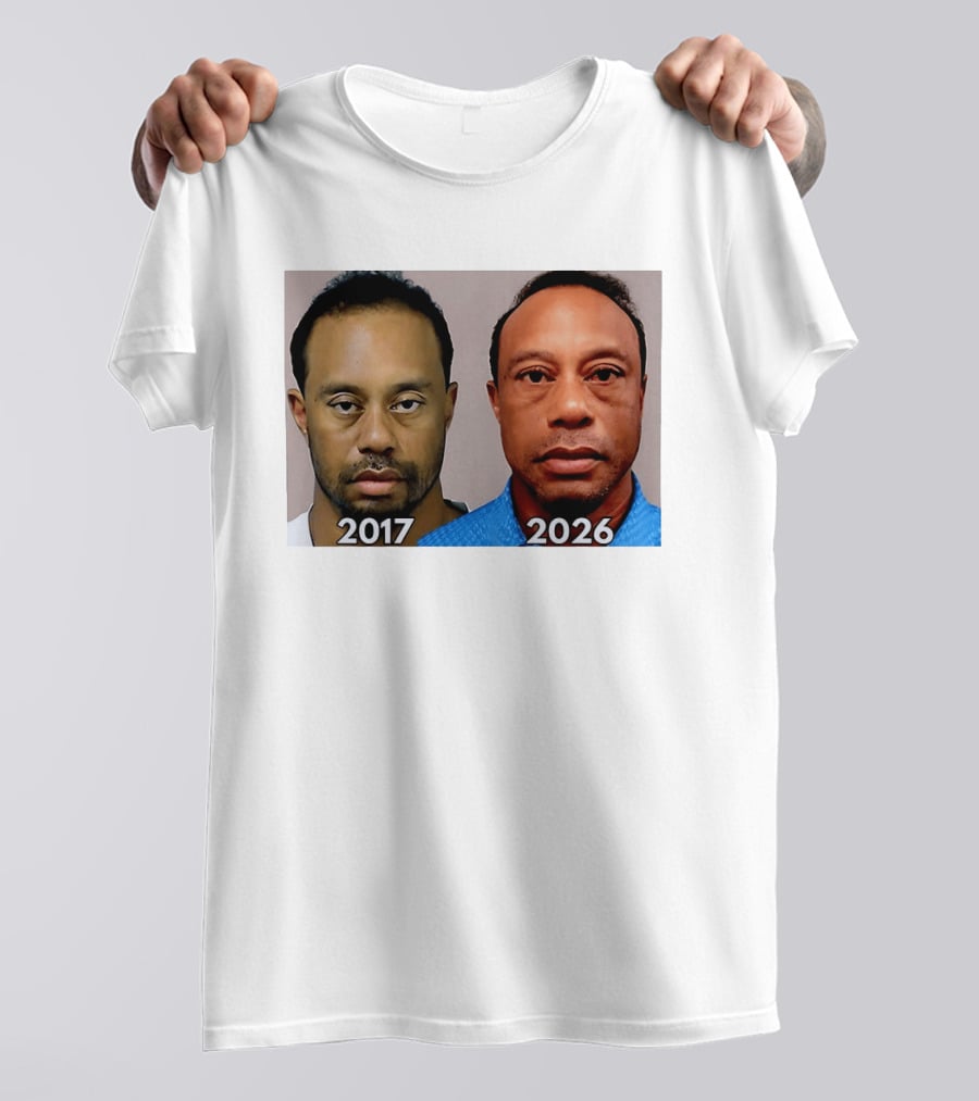 Tiger Woods Shot 2017 And 2026 Comparison T-Shirt