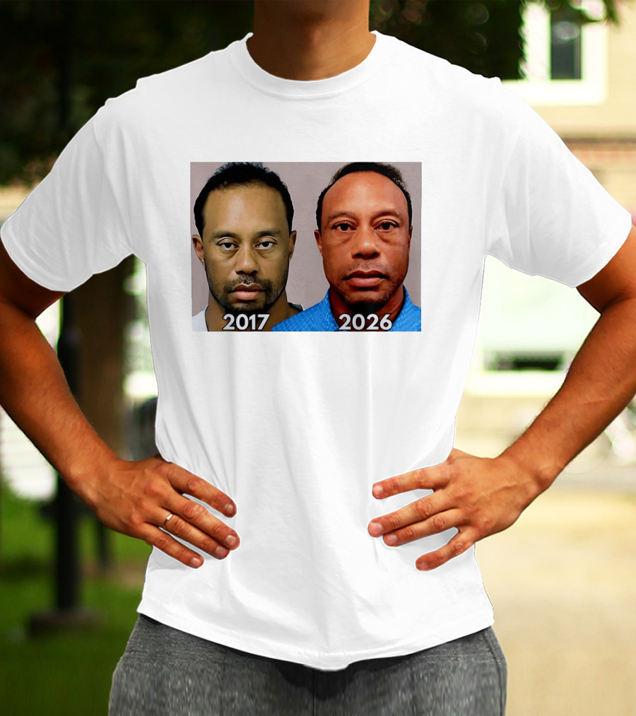 Tiger Woods Shot 2017 And 2026 Comparison T-Shirt