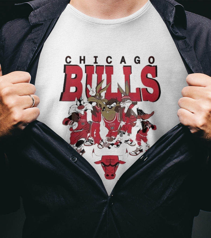 Chicago Bulls Looney Tunes NBA Basketball Characters Collab T-Shirt
