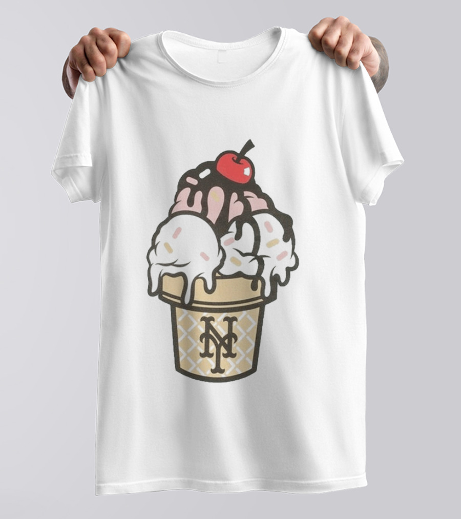 New York Mets Ice Cream Sundae Frozen Treats Cone T-Shirt