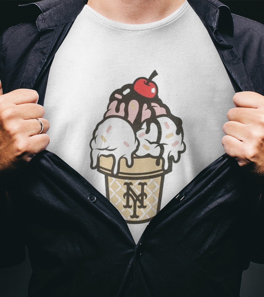 New York Mets Ice Cream Sundae Frozen Treats Cone T-Shirt