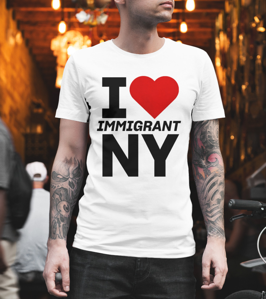 I Love Immigrant NY Heart Icon New York T-Shirt