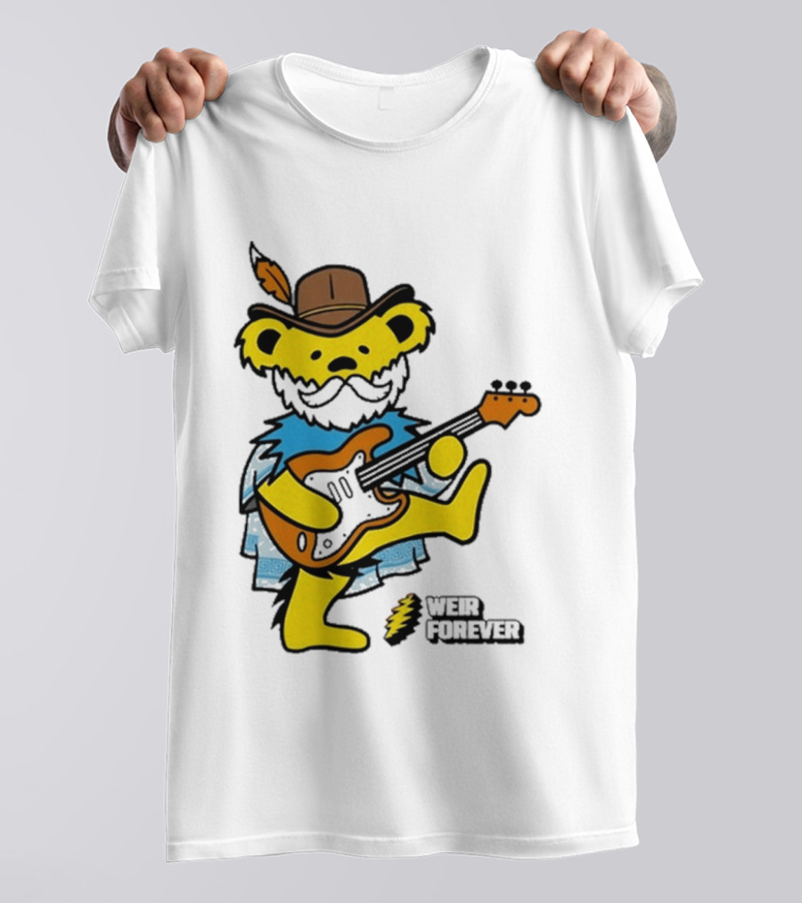 Weir Forever Blue Bear Playing Guitar T-Shirt