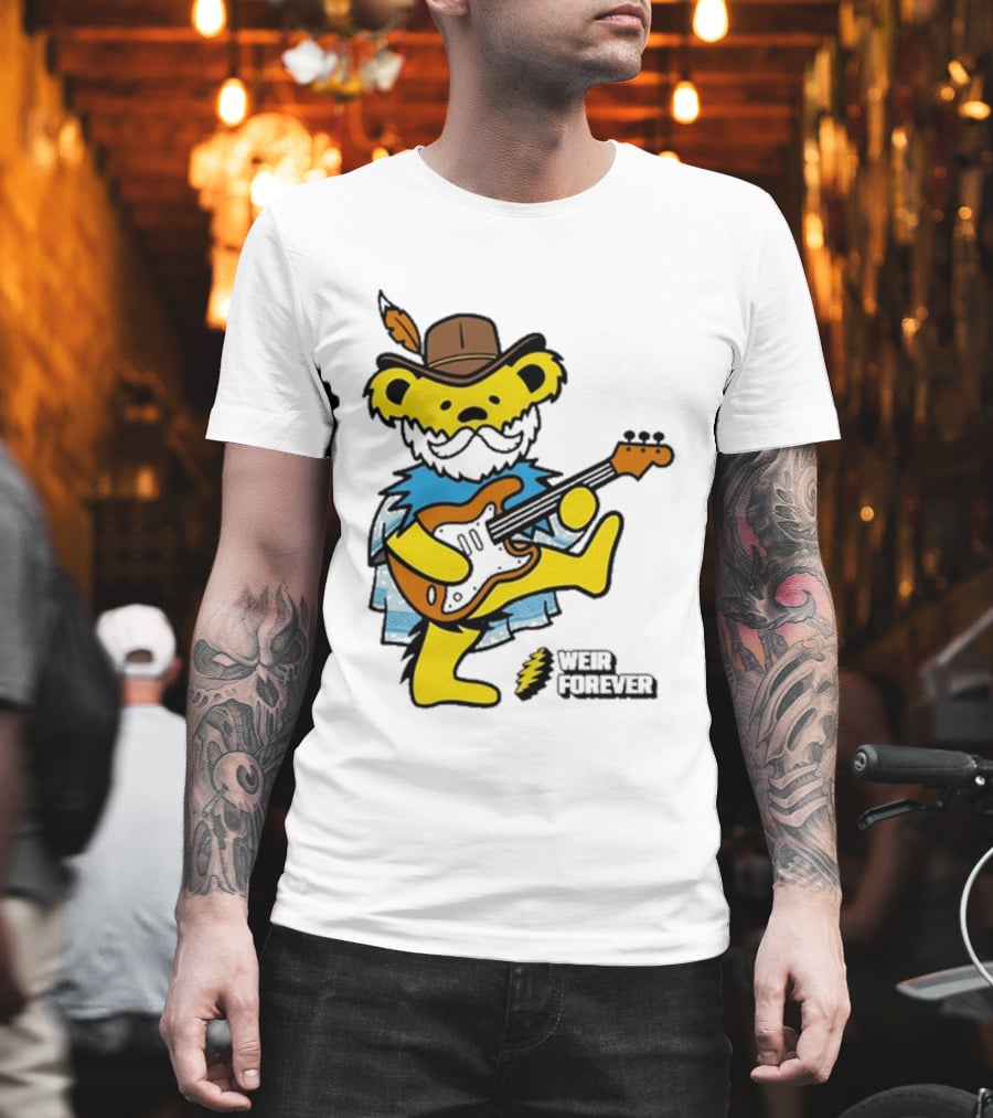 Weir Forever Blue Bear Playing Guitar T-Shirt