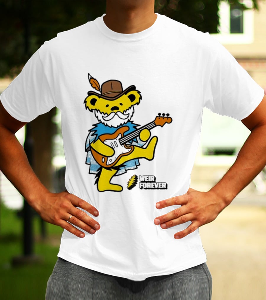 Weir Forever Blue Bear Playing Guitar T-Shirt