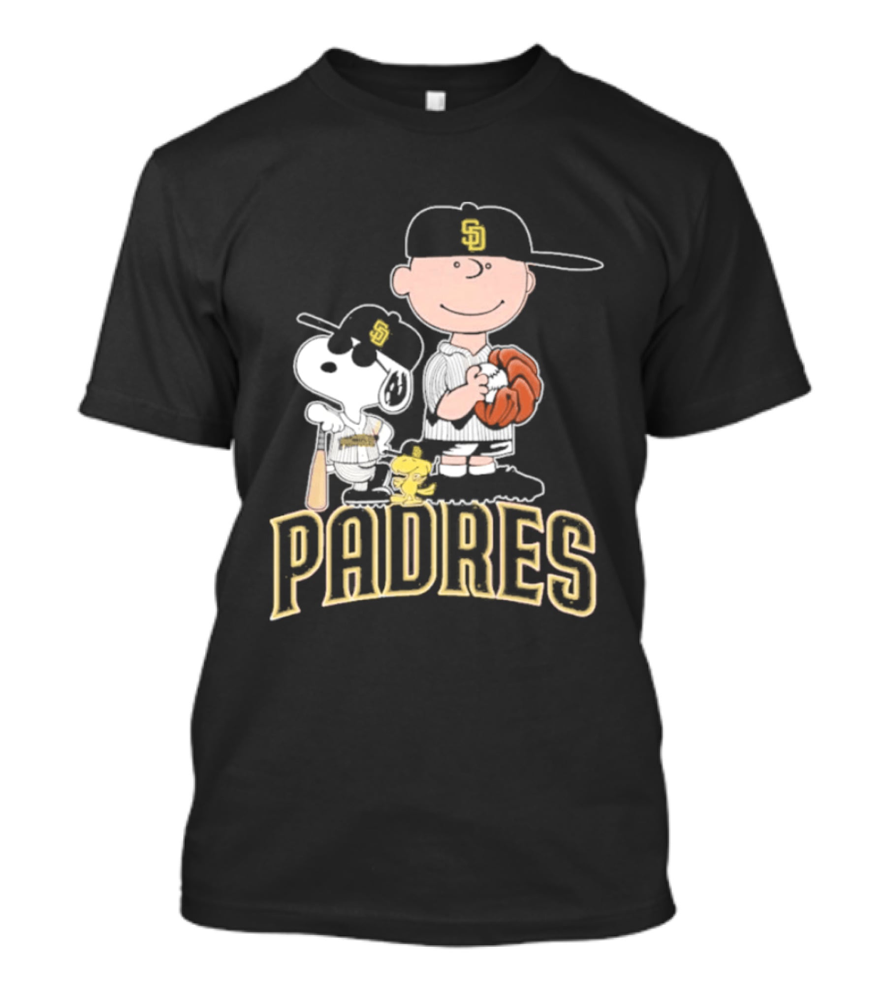 Padres Snoopy Charlie Brown Woodstock Baseball Peanuts T-Shirt