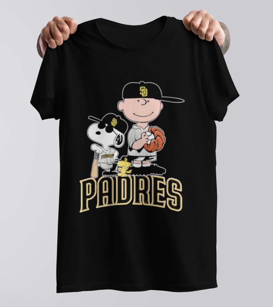 Padres Snoopy Charlie Brown Woodstock Baseball Peanuts T-Shirt