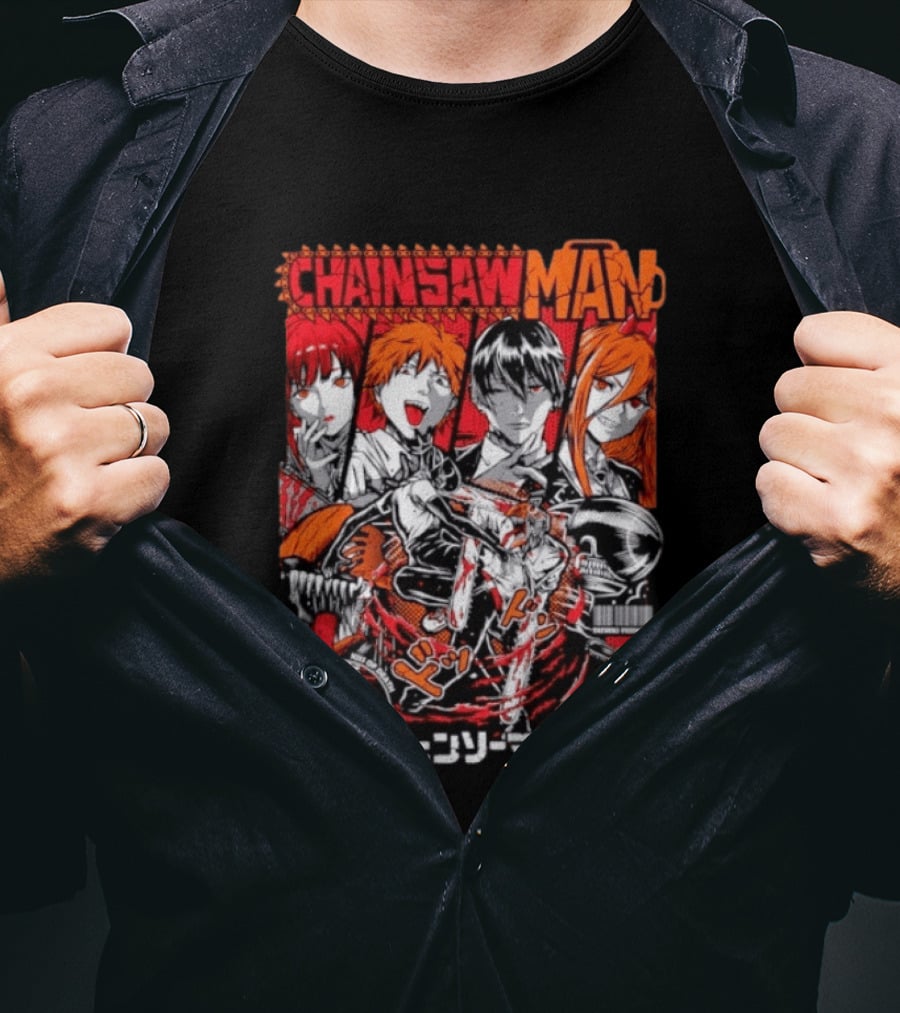 Chainsaw Man Manga Characters Reze Denji Power Aki Hayakawa Manga Cover T-Shirt