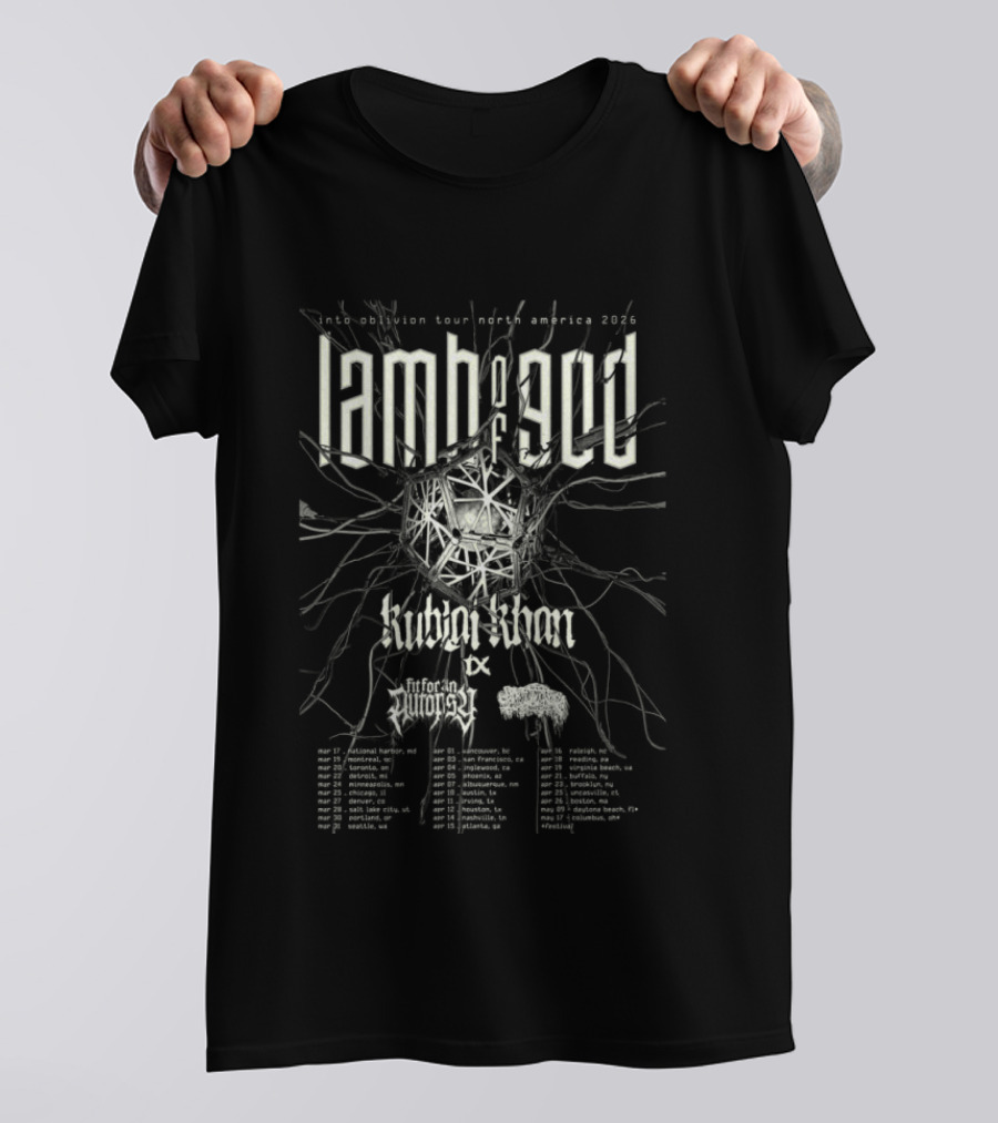 Sanguisugabogg Lamb Of God North America Tour 2026 Concert Dates T-Shirt