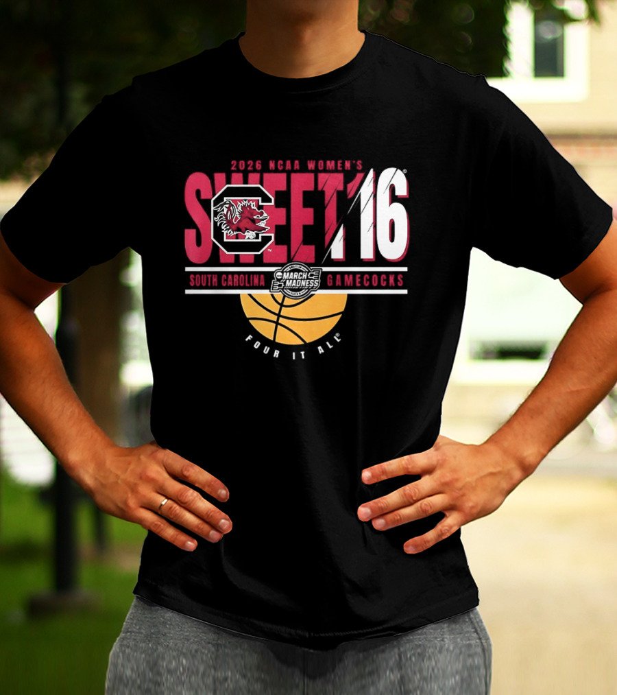 South Carolina Gamecocks NCAA Women's Basketball 2026 Sweet 16 Four It All Basketball T-Shirt