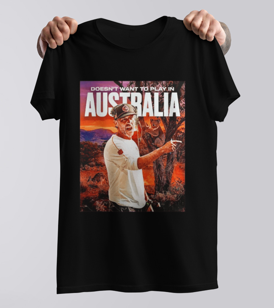 Doesn't Want To Play In Australia Kyle Shanahan San Francisco 49ers Coaching Kangaroos Koalas Scene T-Shirt