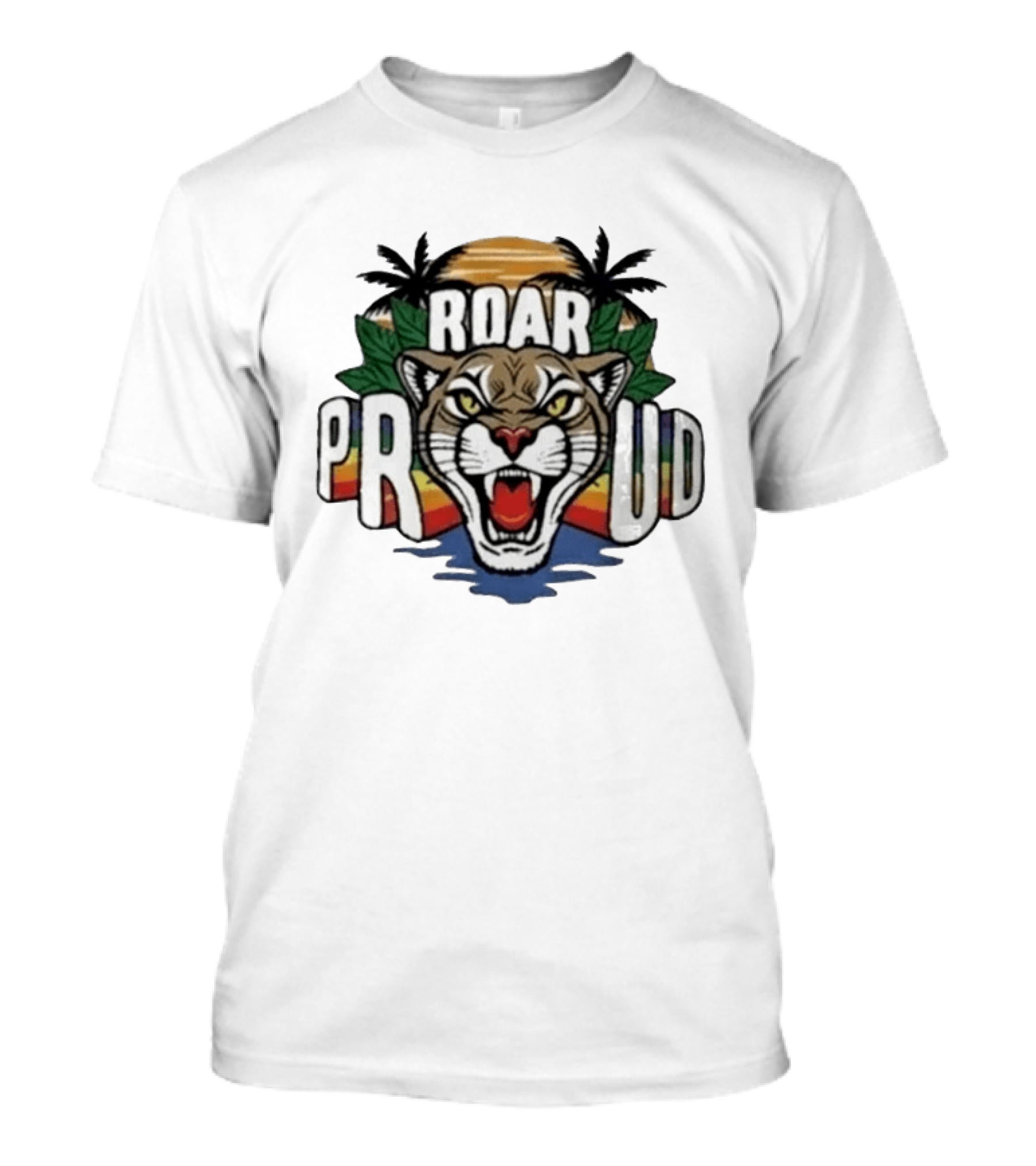 2026 Florida Panthers Roar Proud Pride Night Palm Trees Sunset T-Shirt