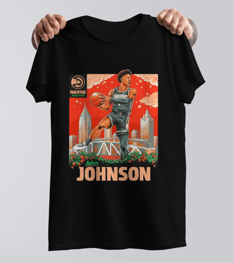 Atlanta Hawks Jalen Johnson Peachtree Skyline Basketball T-Shirt