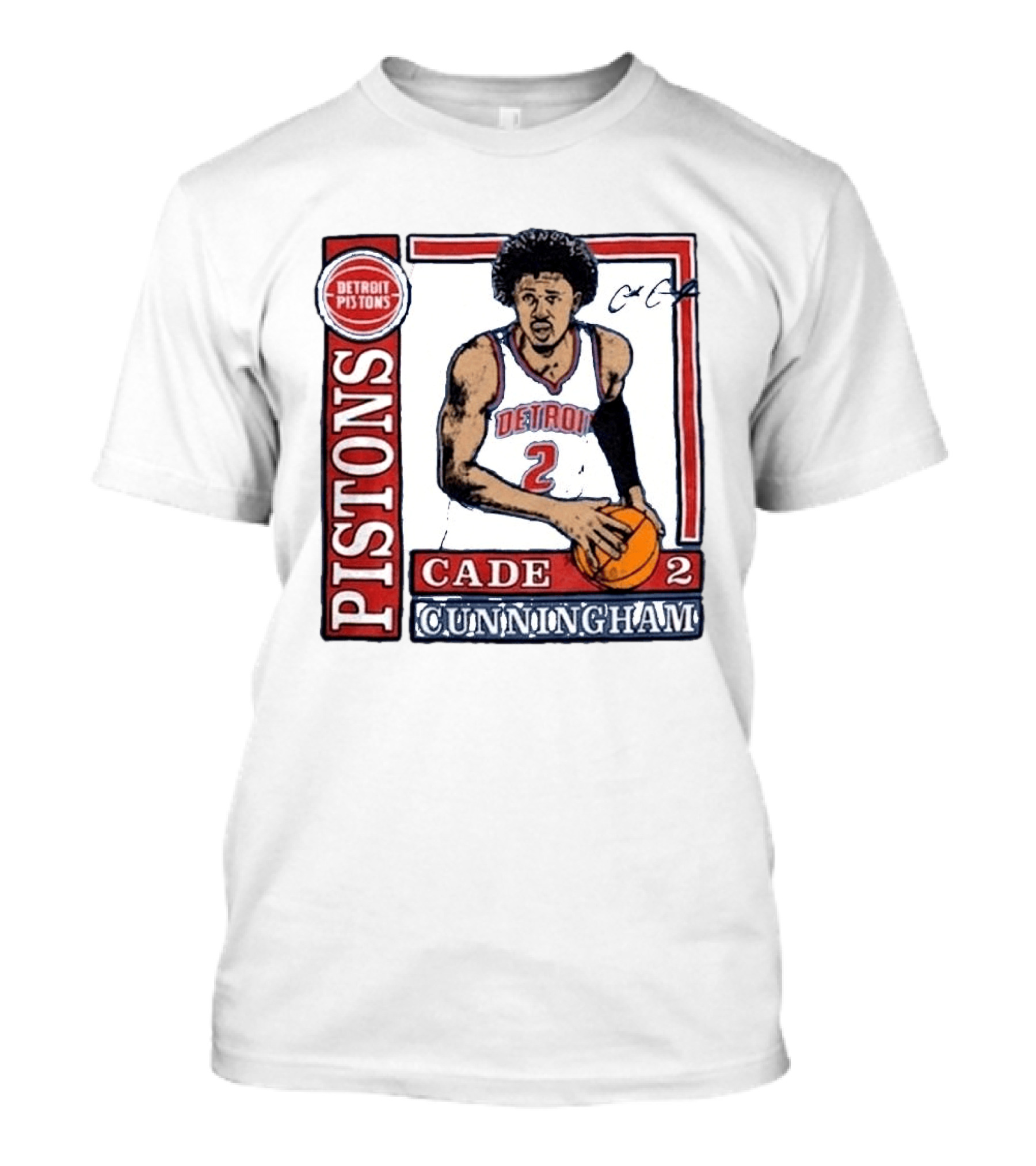 Detroit Pistons Cade Cunningham Basketball Number 2 T-Shirt