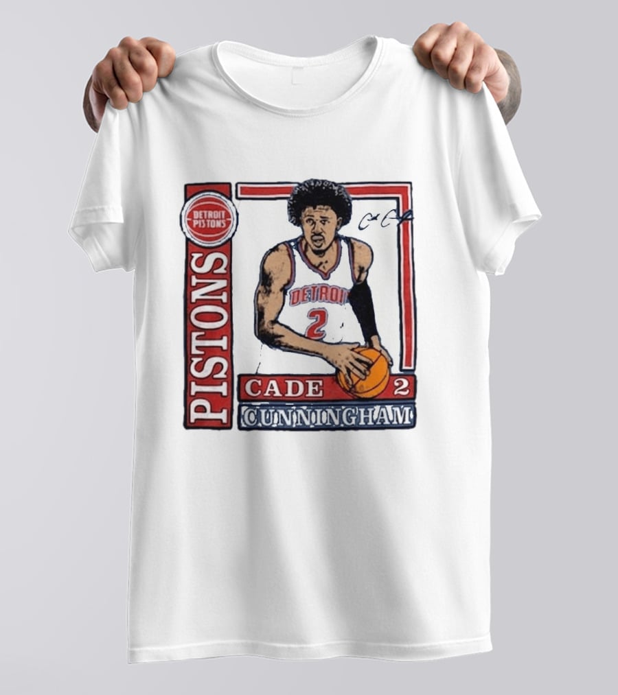 Detroit Pistons Cade Cunningham Basketball Number 2 T-Shirt