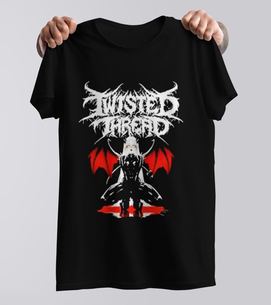 Twisted Thread Dark Angel Red Wings White T-Shirt