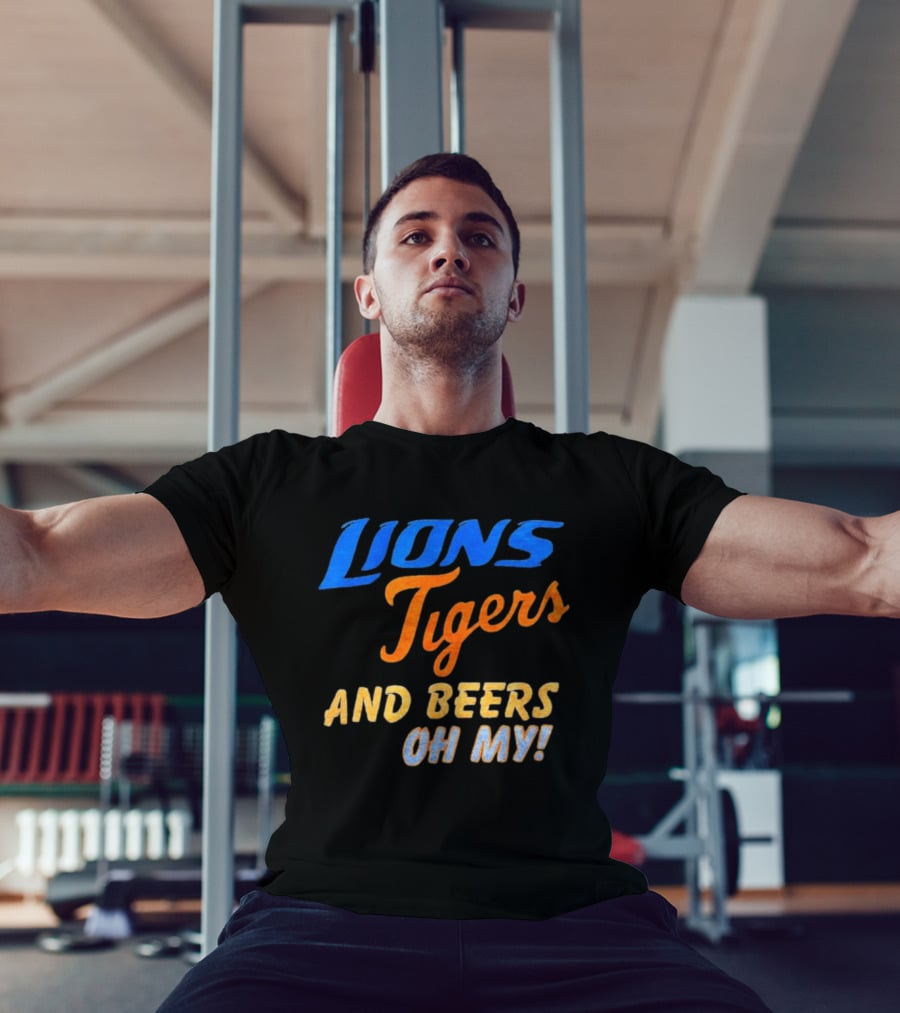 Lions Tigers And Beers Oh My Halloween Sports Fan T-Shirt