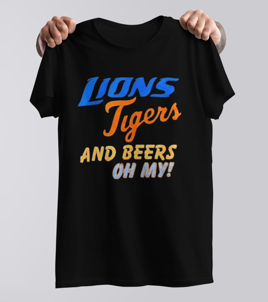 Lions Tigers And Beers Oh My Halloween Sports Fan T-Shirt