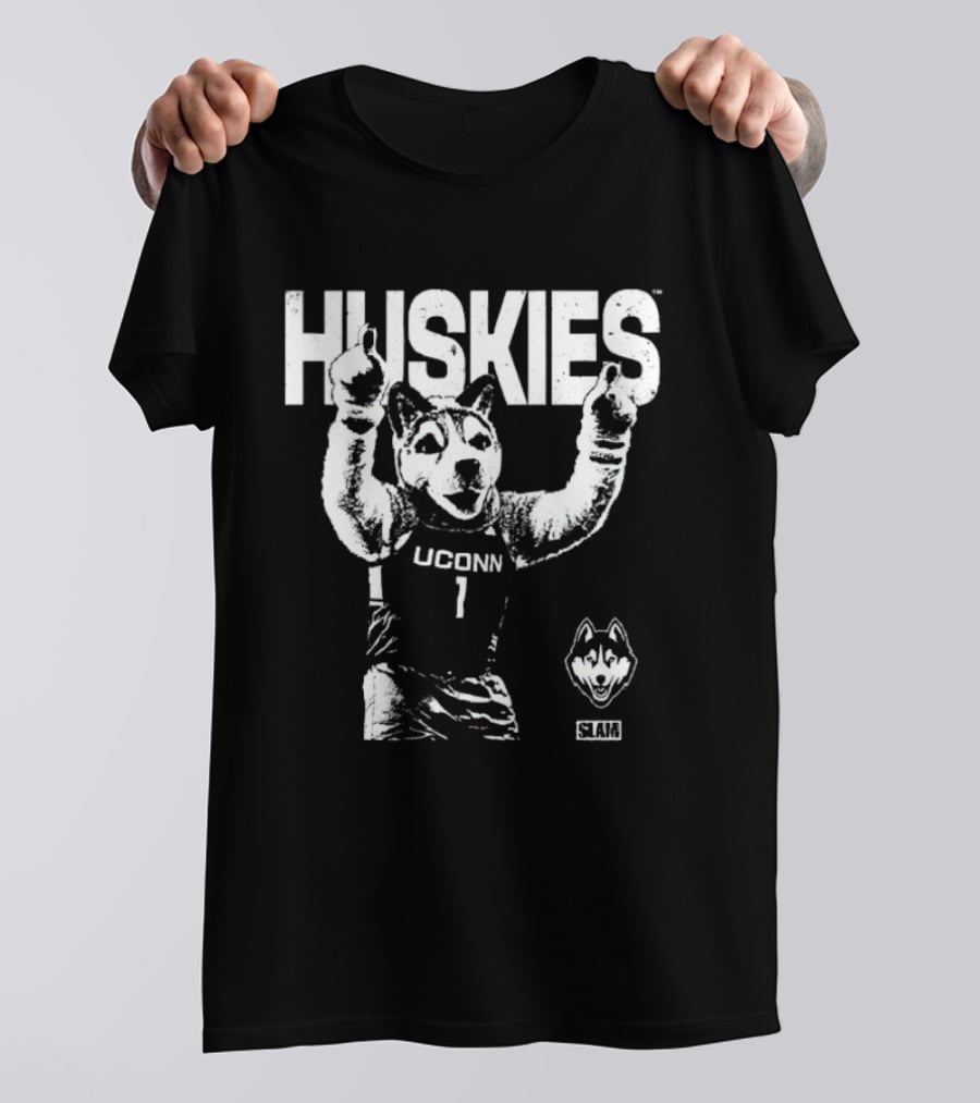 UConn Huskies Basketball Mascot Enthusiastic Celebration T-Shirt