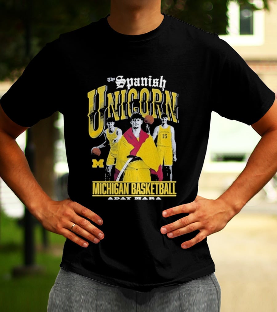 Spanish Unicorn Michigan Basketball Aday Mara Players With Basketball T-Shirt