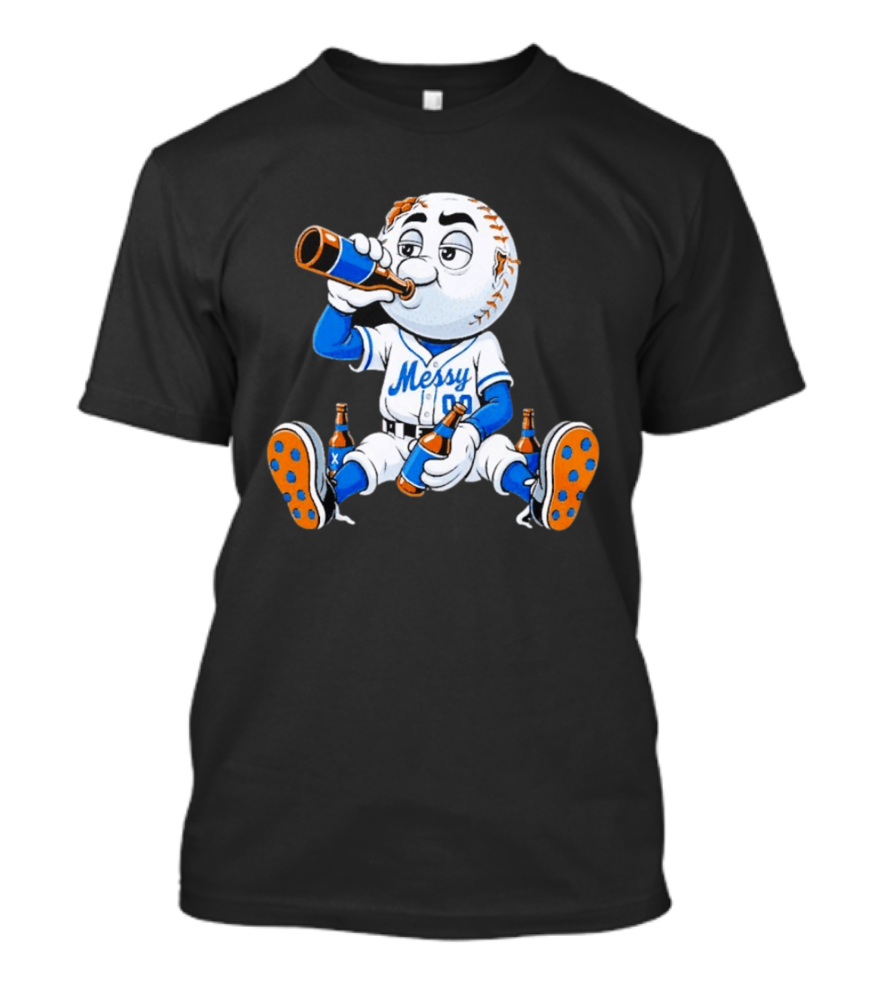 New York Mets Mr. Met Messy Drink Baseball T-Shirt