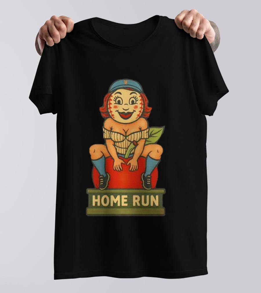 Mrs Met Home Run New York Mets Vintage Baseball Pin Up T-Shirt