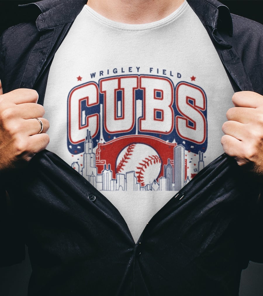 Wrigley Field Cubs Skyline Baseball Chicago T-Shirt