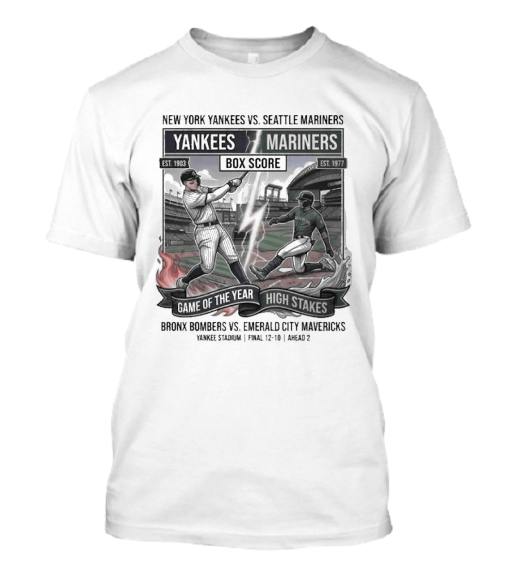 New York Yankees Seattle Mariners Box Score Game Of The Year T-Shirt