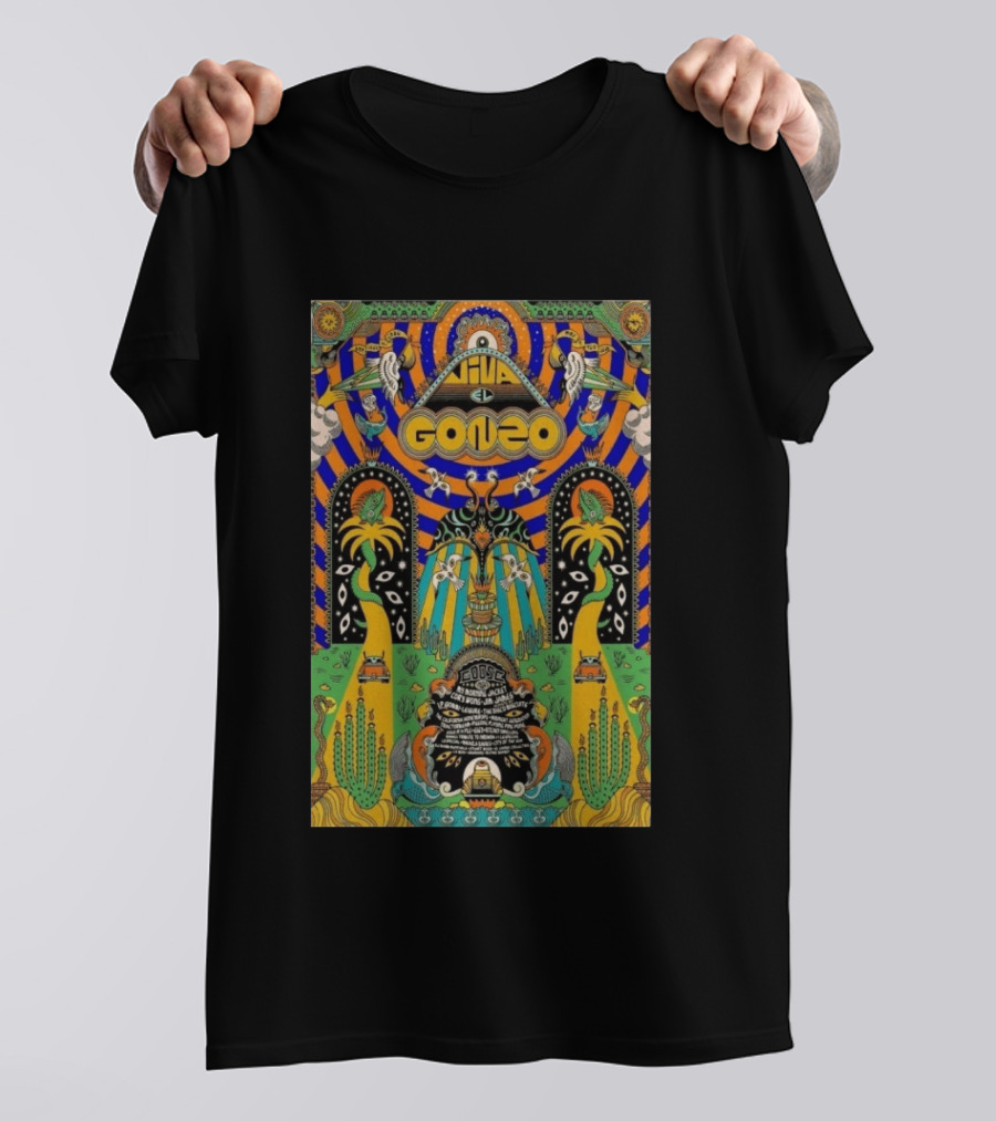 Viva El Gonzo Festival 2026 Psychedelic Art With Cacti And Birds T-Shirt