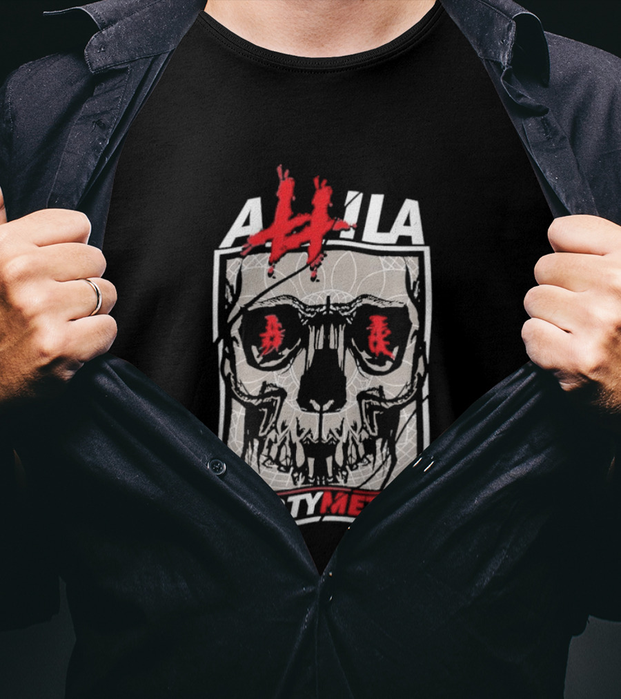Attila Skull Party Metal Graphic With Red Accents T-Shirt