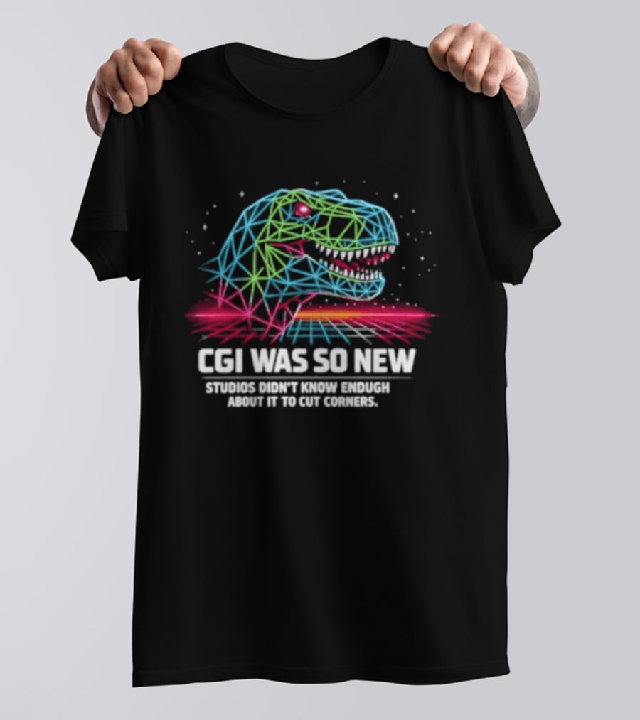 CGI Was So New Studios Didn't Know Enough About It To Cut Corners Dinosaur Triangles And Lines T-Shirt